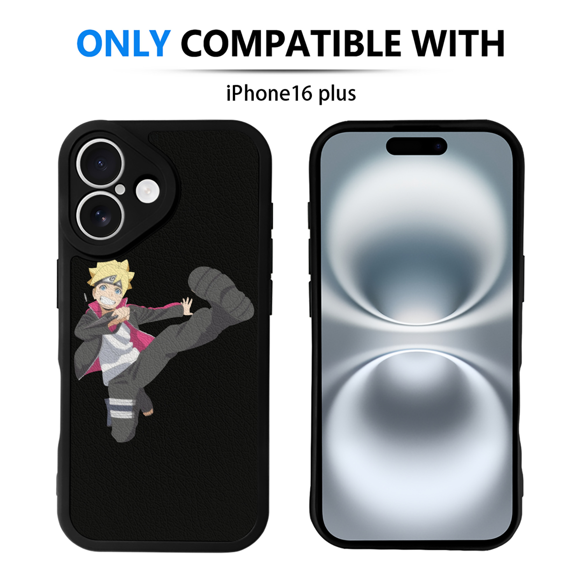 （画像用） NARUTO -ナルト- うずまき ボルト Uzumaki Boruto 【iPhone 16シリーズ対応】シリコンスマホケース（レザー調） 材質：シリコン